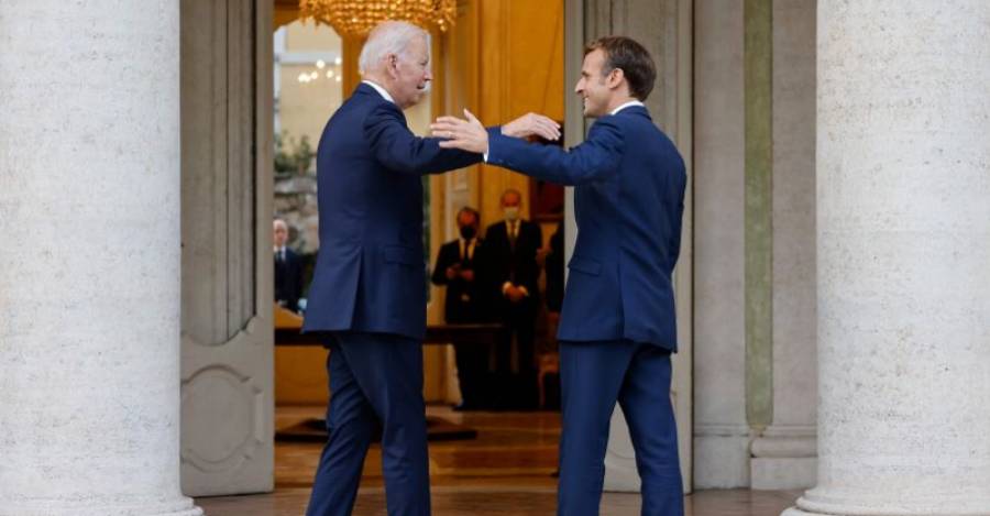 Joe Biden y Emmanuel Macron en la Casa Blanca. Foto: CNN