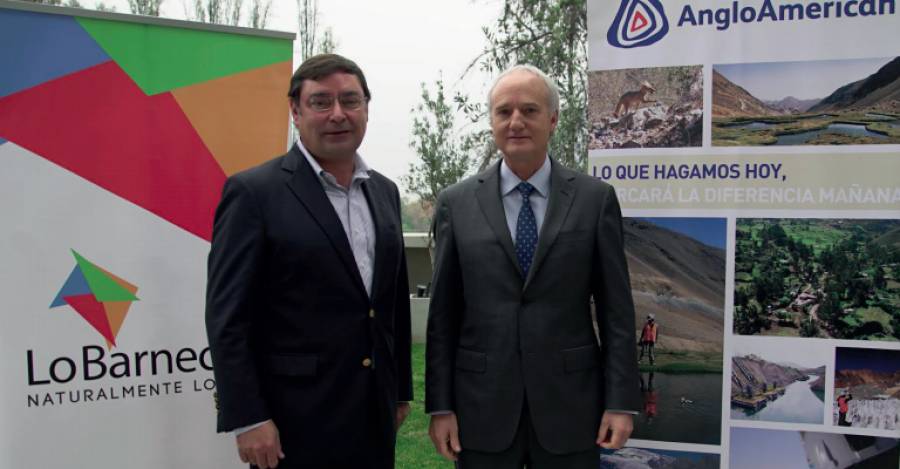 Alcalde de Lo Barnechea, Felipe Guevara, junto al vicepresidente de Asuntos Corporativos de Anglo American, Felipe Purcell (créditos: Anglo American).