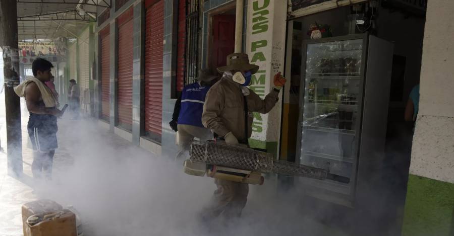 Un trabajador sanitario pulveriza mosquitos para mitigar el dengue en Bolivia. © AP Photo / Juan Karita