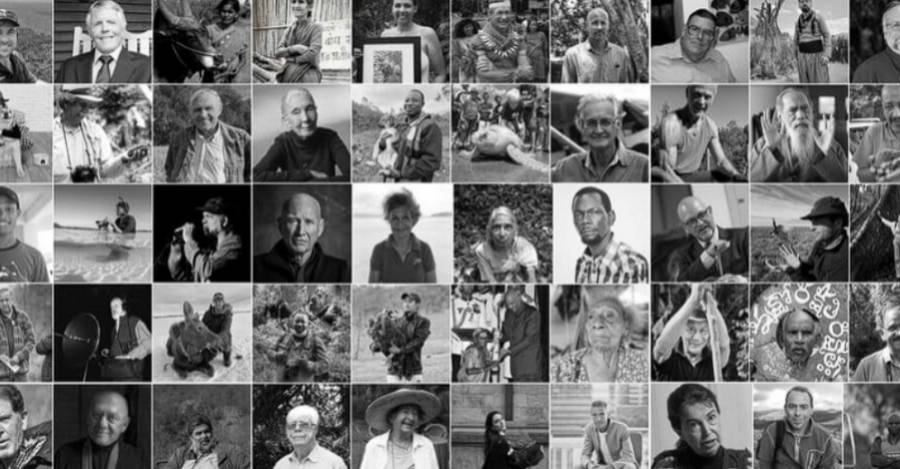 Collage de fotografías de las personas que fallecieron en 2025. Fuente Mongabay. collage de fotografías de las personas que fallecieron en 2025. Fuente Mongabay