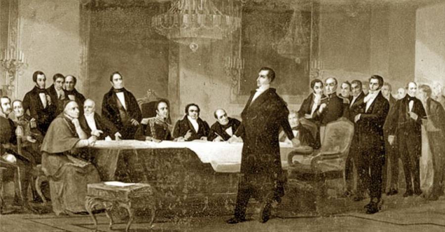 Cuadro "Portales ante los notables". Pedro León Carmona.