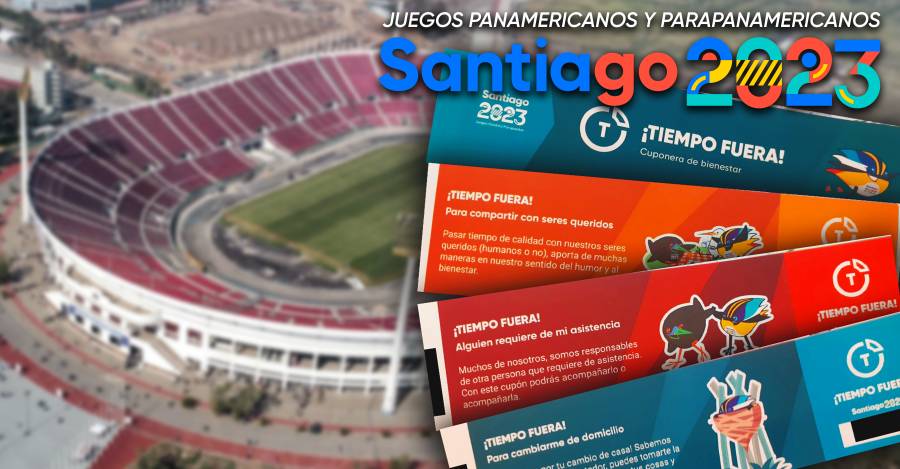 Cupones STGO2023 y Estadio Nacional.