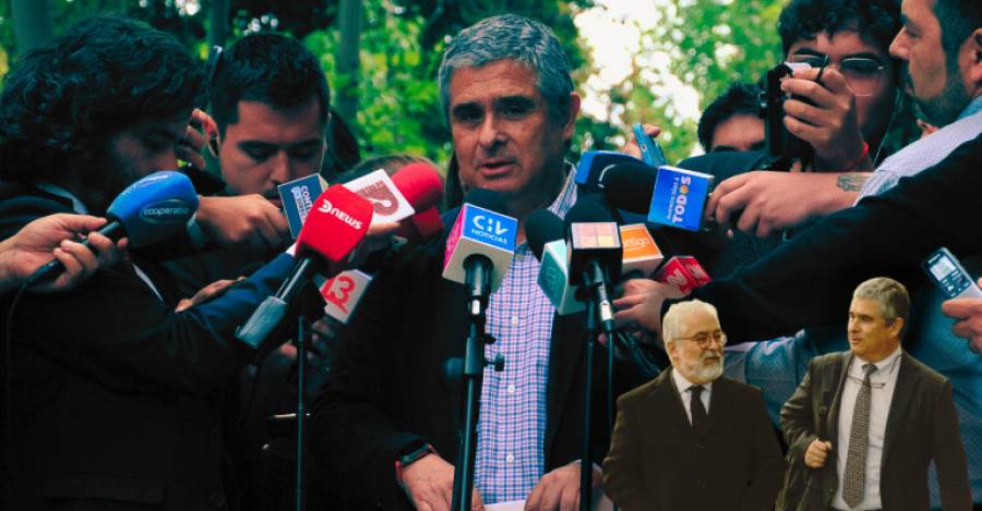 De fondo, Juan Pablo Hermosilla durante punto de prensa de ayer. En la esquina, ambos hermanos Hermosilla.