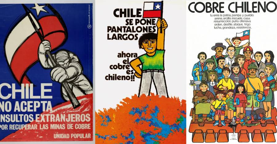 Afiches de la nacionalización del cobre durante el gobierno de la UP.