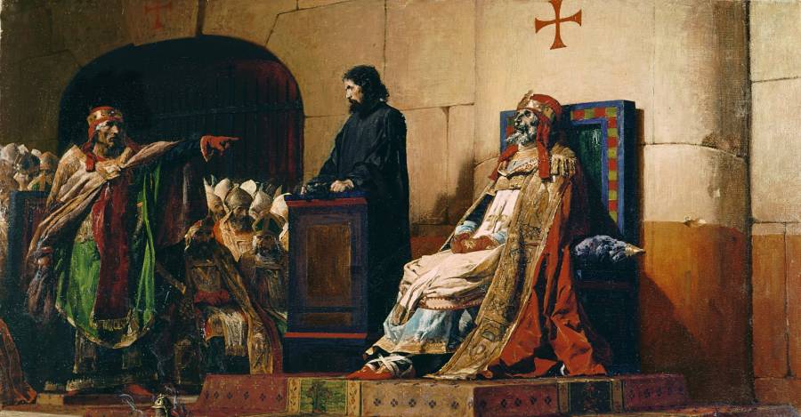 «El Papa Formoso y Esteban VI», por Jean-Paul Laurens.