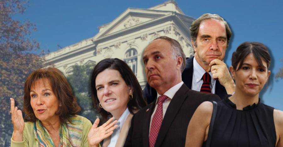 Ex ministra Alejandra Krauss, directora ejecutiva LyD, Bettina Horst, ex ministros Teodoro Ribera y Hernán Larraín y ex subsecretaria Katherine Martorell.