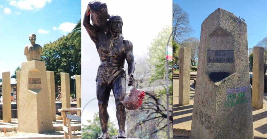 Dagoberto Godoy, su cabeza en el monumento de Caupolicán, y el espacio vacío actualmente
