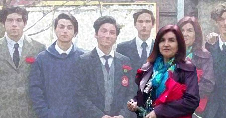 Gemma Montiel con estudiantes del INBA, 2014.