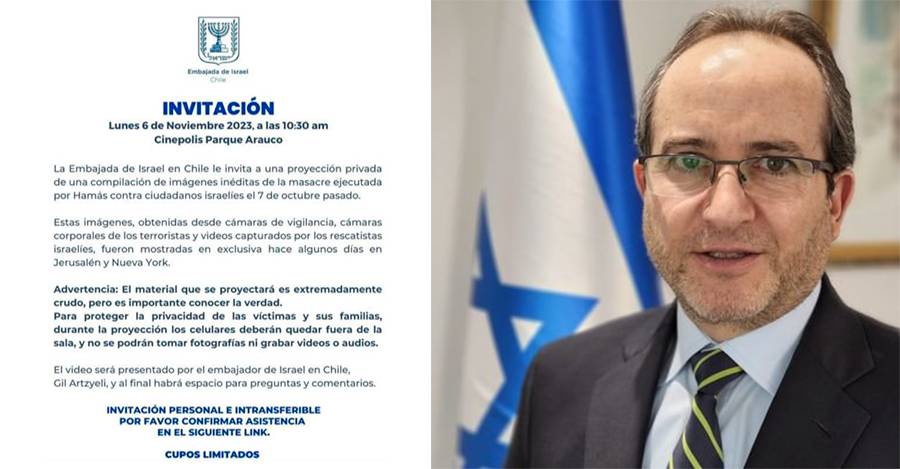 Invitación de la Embajada de Israel a ver "la masacre de Hamás".