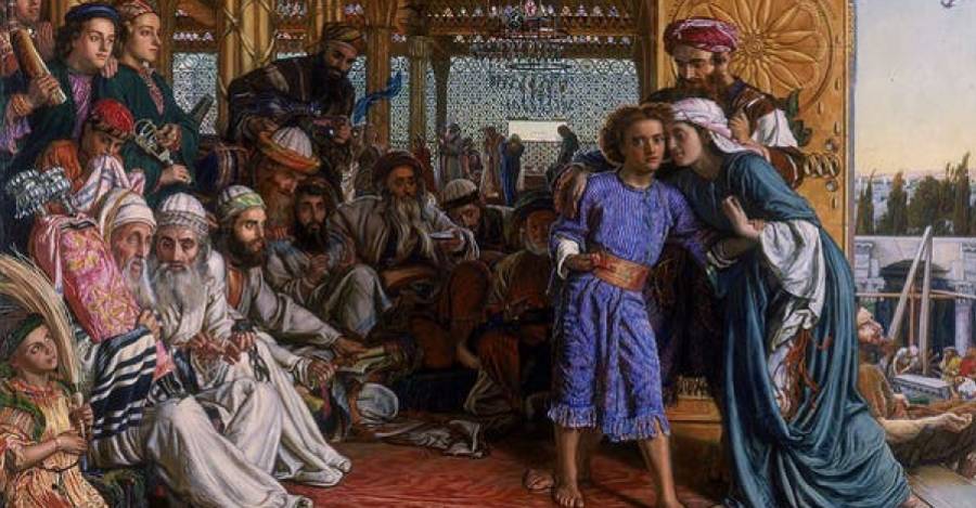 El hallazgo del Salvador en el Templo, de William Holman Hunt.  William Holman Hunt via Wikimedia Commons.