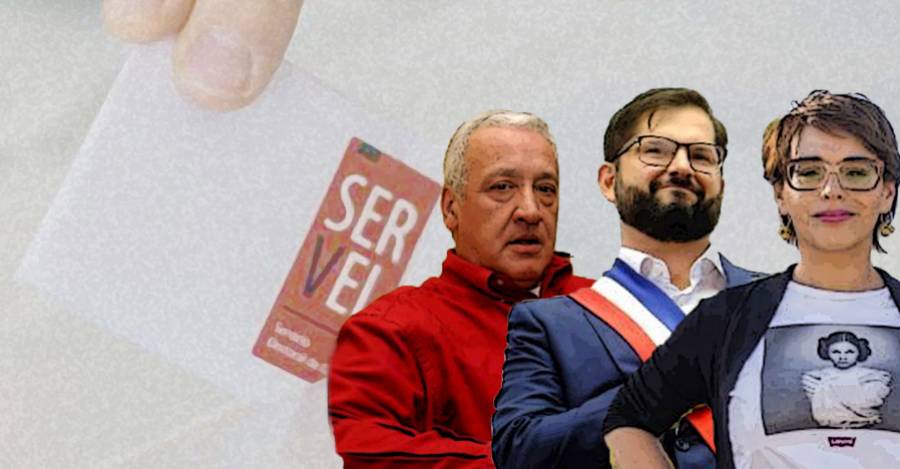 Milton Lee, Gabriel Boric y Karina Oliva.