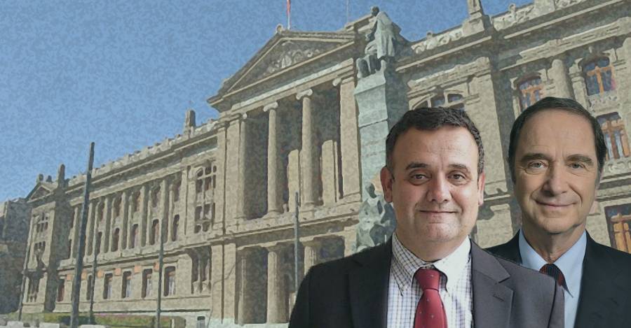 Héctor Mery Romero y Hernán Larraín, ministro de Justicia