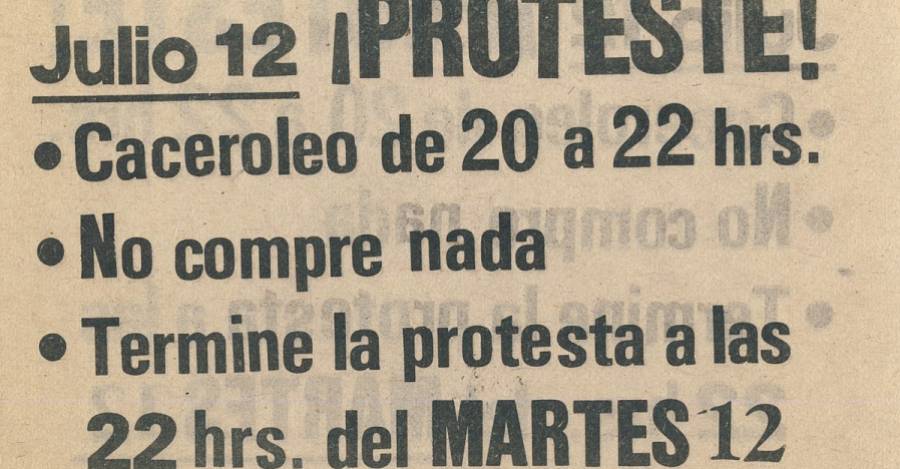 Panfleto de llamado a la Tercera Protesta, 1983 