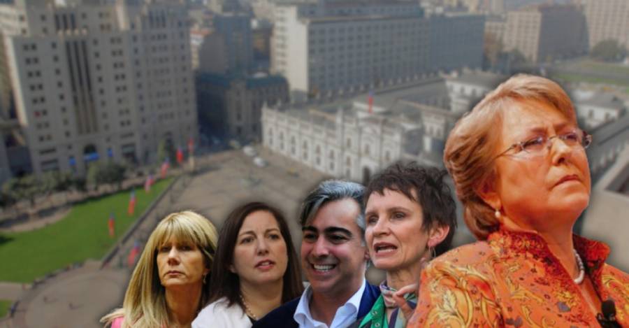 Ximena Rincón, Paulina Vodanovic, Marco Enríquez-Ominami, Carolina Tohá y Michelle Bachelet.