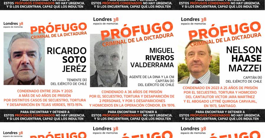 Ricardo Soto Jérez, Miguel Riveros Valderrama, Nelsón Haase Mazzei. Fotos: Londres 38. Ricardo Soto Jérez, Miguel Riveros Valderrama, Nelsón Haase Mazzei.