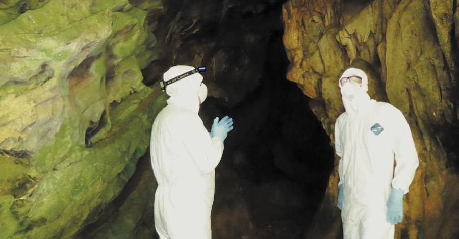 Científicos de EcoHealth Alliance buscan patógenos en una cueva de murciélagos de Yunnan, China.