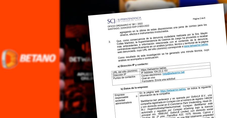 Oficio SCJ sobre apuestas ilegales.