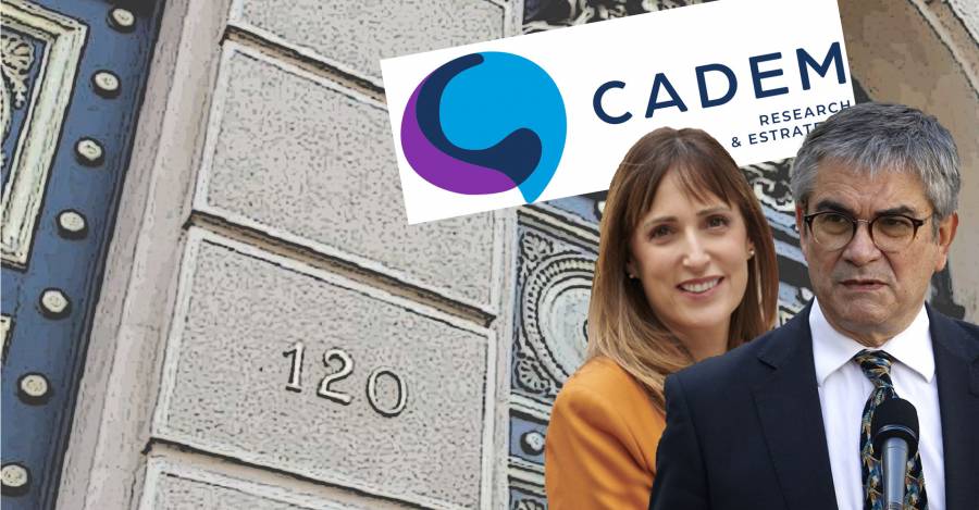 Karen Thal, presidenta de Cadem. Mario Marcel, ministro de Hacienda.