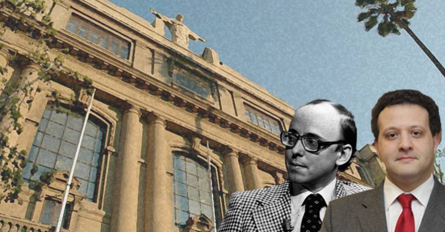 Jaime Guzmán y Gabriel Bocksang, actual decano de la Facultad de Derecho de la UC.