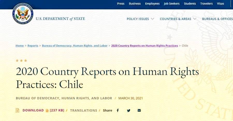 Informe de EE. UU. sobre derechos humanos en Chile para el 2020