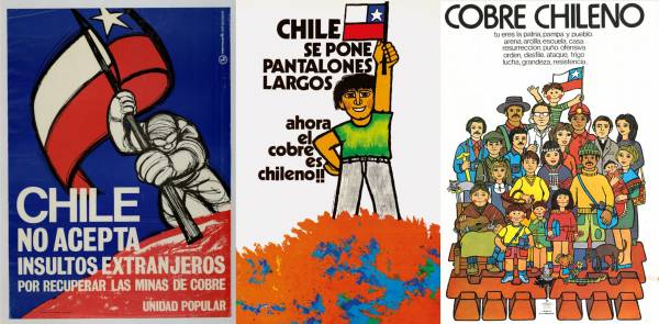 Afiches de la nacionalización del cobre durante el gobierno de la UP.