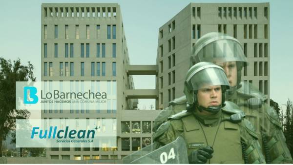 De fondo, la Municipalidad de Lo Barnechea. En la esquina, el ex carabinero Crespo