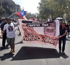 Manifestación por la libertad de Sofía Arévalo y Joaquín Cáceres