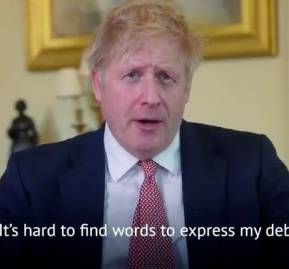 "Es difícil encontrar palabras para expresar mi gratitud", primer ministro británico, Boris Johnson, agradeciendo a los trabajadores del Servicio Nacional de Salud por salvar su vida. Twitter de Boris Johnson / Downing Street vía AP "Es difícil encontrar palabras para expresar mi gratitud", primer ministro británico, Boris Johnson, agradeciendo a los trabajadores del Servicio Nacional de Salud por salvar su vida. Twitter de Boris Johnson / Downing Street vía AP
