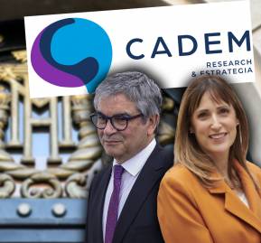 Karen Thal, presidenta de Cadem. Mario Marcel, ministro de Hacienda.