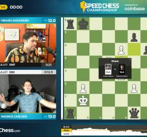 El momento en que Carlsen ganó el match. El momento en que Carlsen ganó el match.