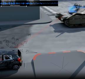 Modelación 3-D del ataque del tanque al vehículo donde fueron encontrados Hind y sus 6 familiares. Fuente: FA, Earshot familiares. Fuente: FA, Earshot