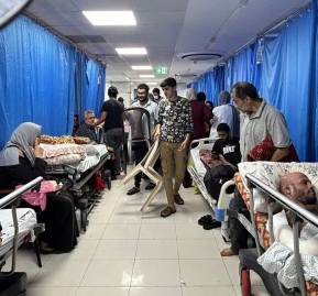 El interior del hospital Shifa en Gaza.