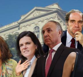 Ex ministra Alejandra Krauss, directora ejecutiva LyD, Bettina Horst, ex ministros Teodoro Ribera y Hernán Larraín y ex subsecretaria Katherine Martorell. Ex ministra Alejandra Krauss, directora ejecutiva LyD, Bettina Horst, ex ministros Teodoro Ribera y Hernán Larraín y ex subsecretaria Katherine Martorell.