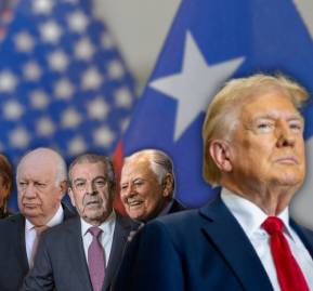 Gabriel Boric, Sebastián Piñera, Michelle Bachelet, Ricardo Lagos, Eduardo Frei, Patricio Aylwin y Donald Trump. G. Boric, S. Piñera, M. Bachelet, R. Lagos, E. Frei, P. Aylwin y D. Trump.