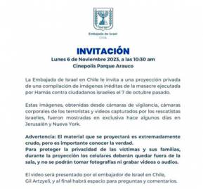 Invitación de la Embajada de Israel a ver "la masacre de Hamás". Invitación de la Embajada de Israel a ver "la masacre de Hamás".