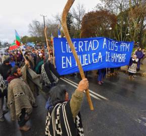 Marcha en Angol por los presos en huelga de hambre. Crédito: Felipe Durán. 