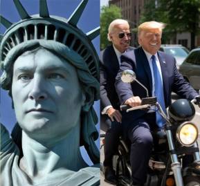 Imágenes generadas por IA: Axel Kaiser, el fallecido líder de DMK, Milei, Biden y Trump. Imágenes generadas por IA: Axel Kaiser, el fallecido líder de DMK, Milei, Biden y Trump.