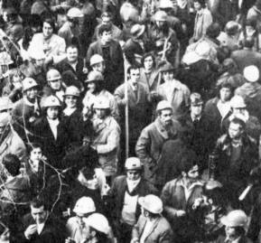 Mineros en paro.