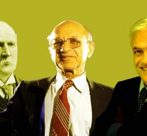 Fotografía: Ramón Barros Luco, Milton Friedman, Sebastián Piñera. Fotografía: Ramón Barros Luco, Milton Friedman, Sebastián Piñera.