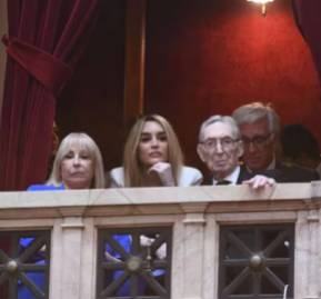 Norberto Milei y Alicia Luján, padres de Javier, presenciando desde un palco la jura de su hijo como presidente de Argentina Norberto Milei y Alicia Luján, padres de Javier, presenciando desde un palco la jura de su hijo como presidente de Argentina