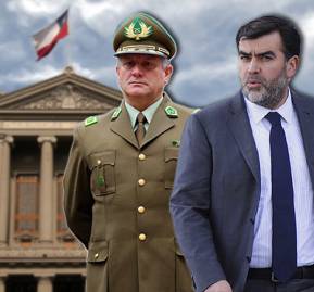 Fotomontaje: Ex general Villalobos y Morales frente a Tribunales.