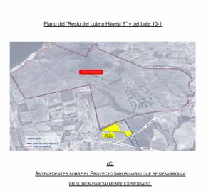 En amarillo, el terreno expropiado. En rojo, el megaproyecto Maratué