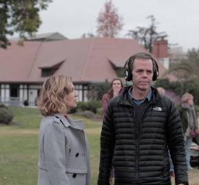 El director junto a la actriz Mercedes Morán durante el rodaje de la película. 