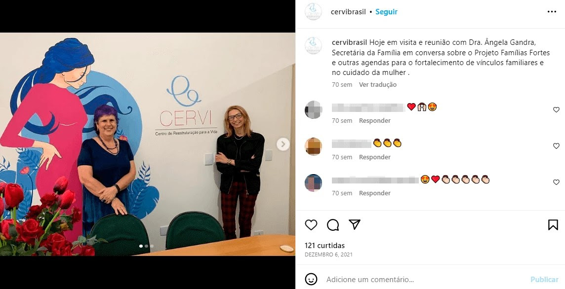 La presidenta de Cervi, Rosemeire Santiago (izquierda), y Angela Gandra. Santiago se reunió muchas veces con integrantes de la influyente familia Gandra en los últimos años