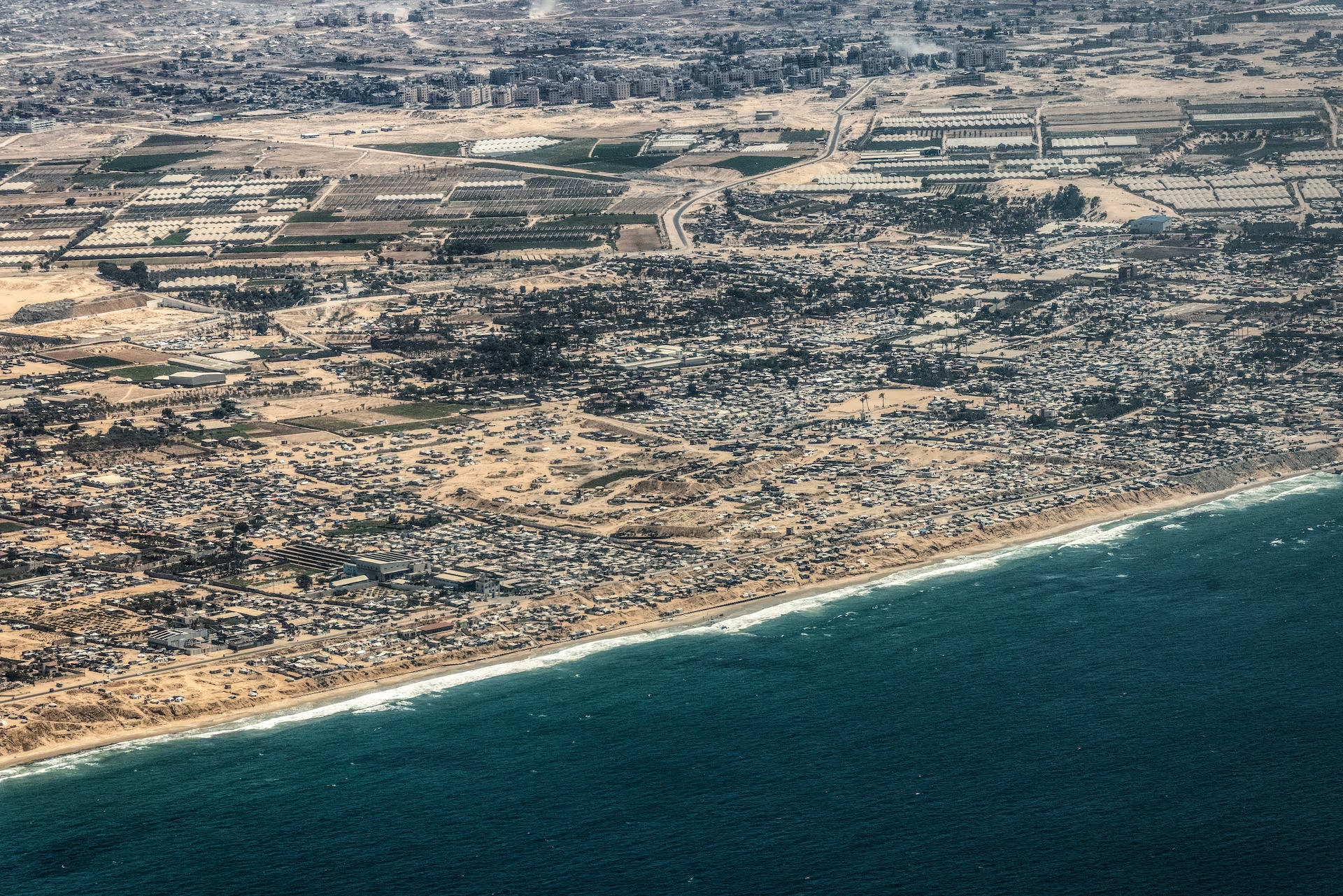 Vista aérea de la región sur de la Franja de Gaza. (Créditos: Washington Post).