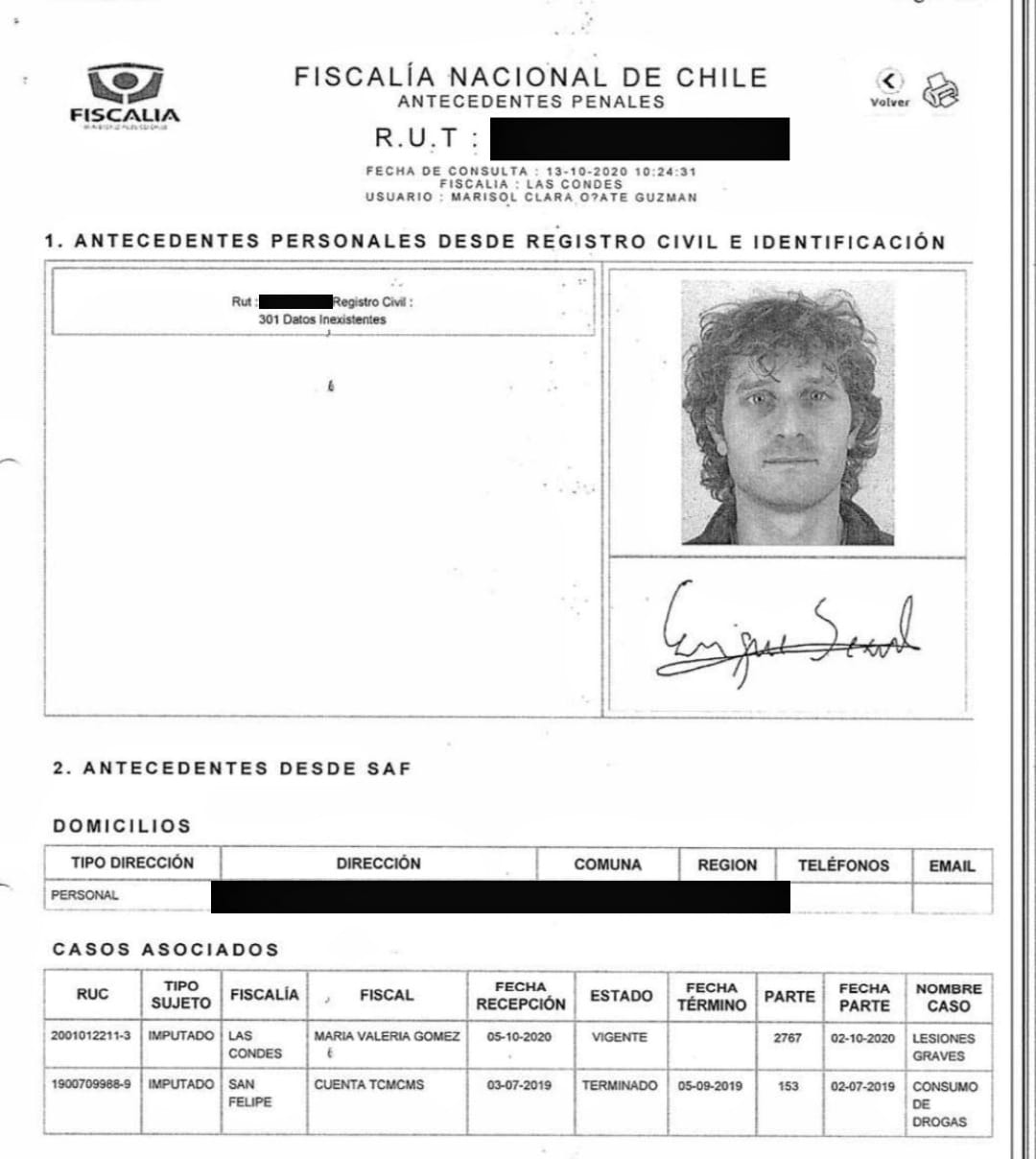Ficha de antecedentes penales de Enrique Searle Ficha de antecedentes penales de Enrique Searle