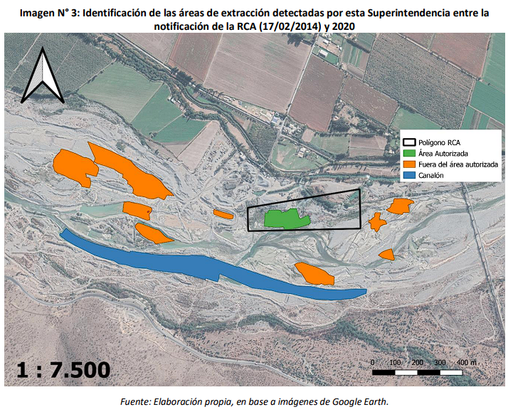 Zonas de extracción irregular imputadas por la SMA. Zonas de extracción irregular imputadas por la SMA.